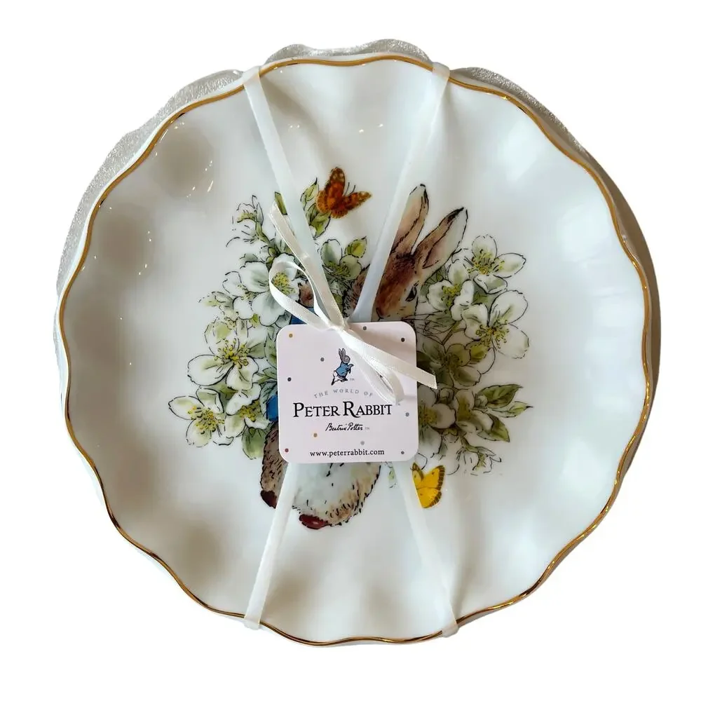 Beatrix Potter Peter Rabbit Easter Flowers & Butterflies Dinner Plates Set of 4